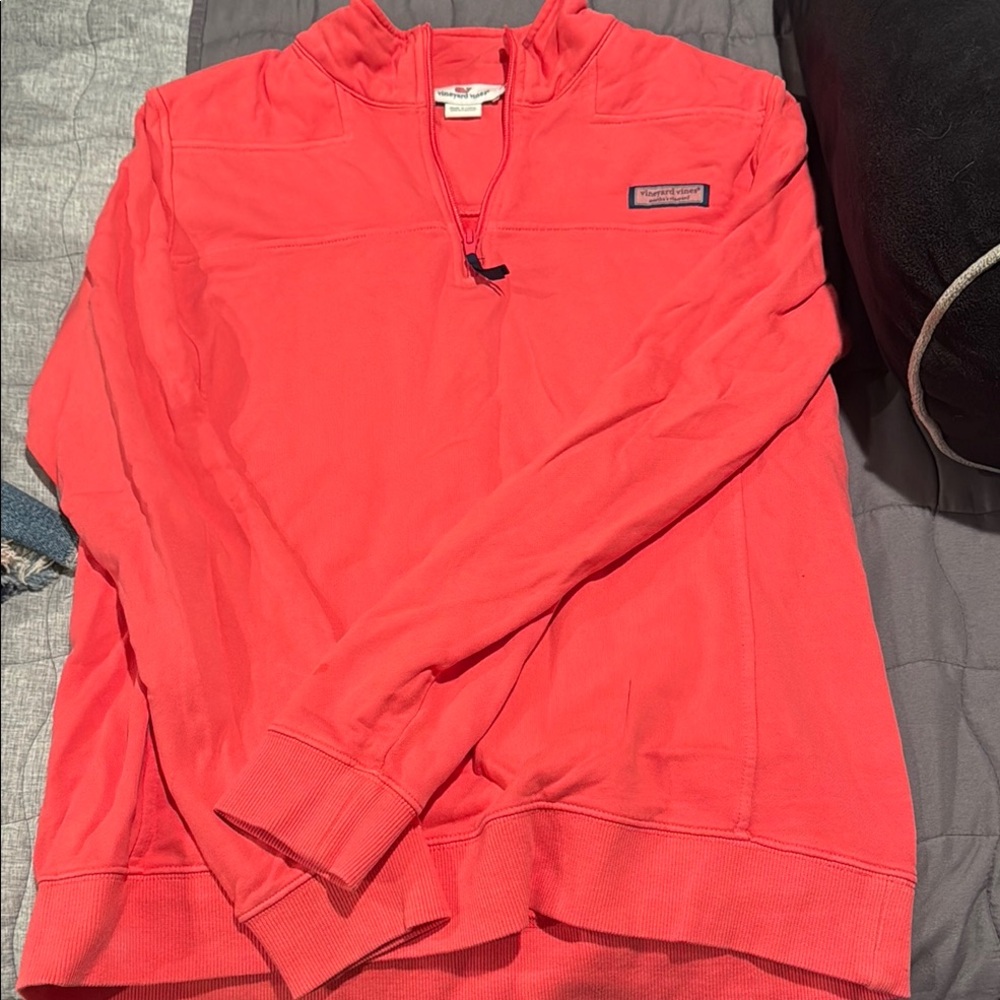Vineyard Vines Red Zip Up Sweater with Stand-Up Collar